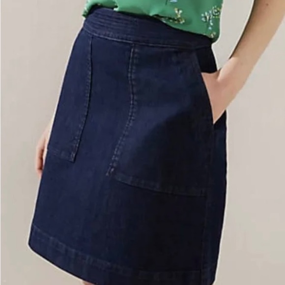 NWT LOFT Dark Denim Stretch Pocket Shift Skirt SIZE 6 - Picture 6 of 6